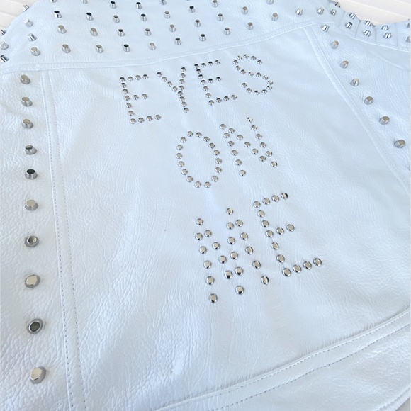 EYES ON ME Faux Leather Jacket in White M L XL - Picture 3 of 8